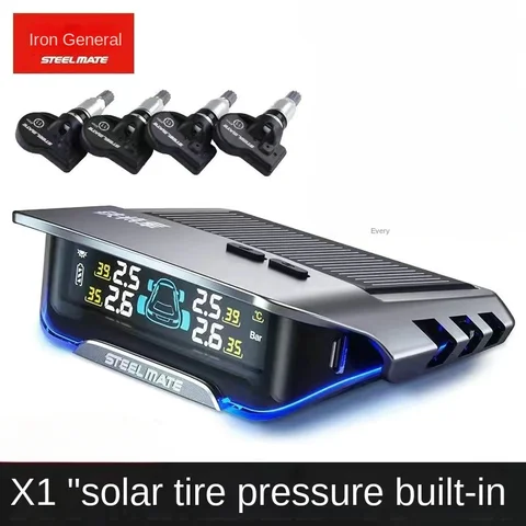 Мониторинг давления в шинах Steel Mate, встроенная беспроводная Встроенная система контроля давления в шинах на солнечной энергии New X1 +