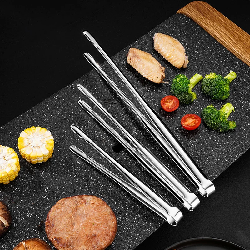 

Barbecue Food Tong Non-Slip Cooking Clip Stainless Steel Portable Picnic Tweezer Salad Steak Clamp Bread Tongs Kitchen Gadgets