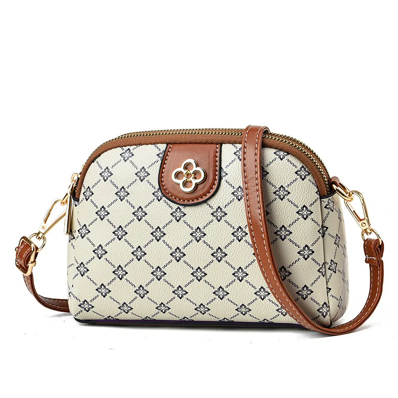 Vintage Women Crossbody Bags Leather Printing Designer Shoulder Messenger Bags Chain Sling Bag for Ladies Handbag Shoulder Belt