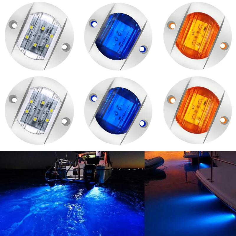 

2PCS DC 12V Marine Boat Transom LED Stern Light Round Cold White LED Tail Lamp Yacht Accessory Blue White Yellow