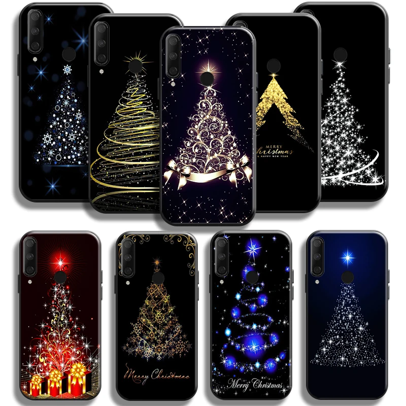 

Merry Christmas Tree Deer For Huawei Honor 10X 9X 8X Pro Lite Phone Case Black Coque Back Soft Carcasa TPU Funda Liquid Silicon