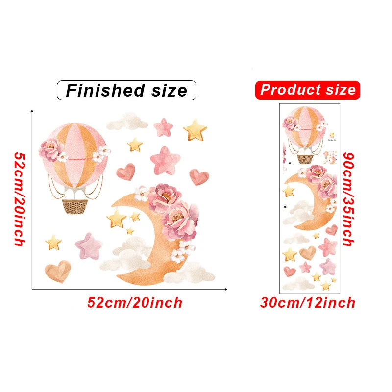 Наклейки на стену в виде Луны звезды цветов для детской комнаты украшение
