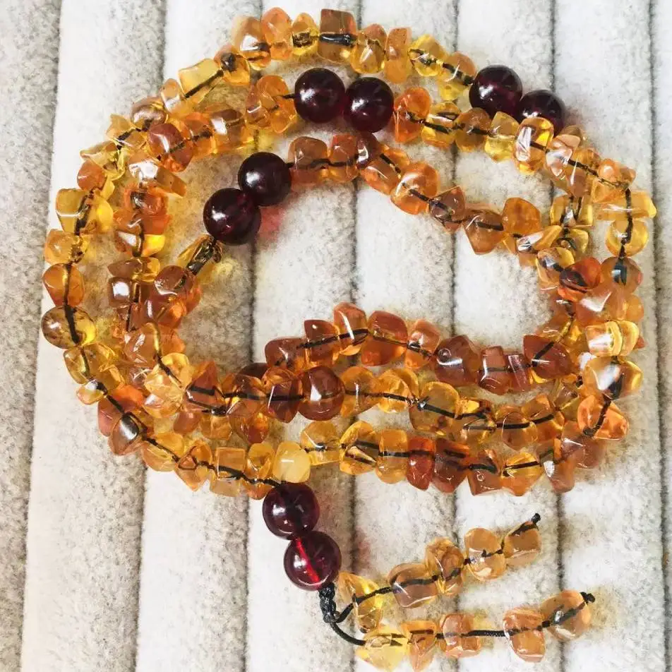 

AKAC 100% natural blue amber irregular necklace beads