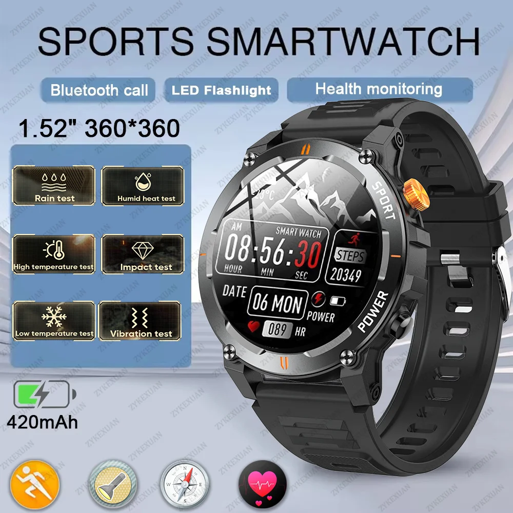 2024 Новые спортивные уличные умные часы для мужчин IP67 Водонепроницаемые пыле- и