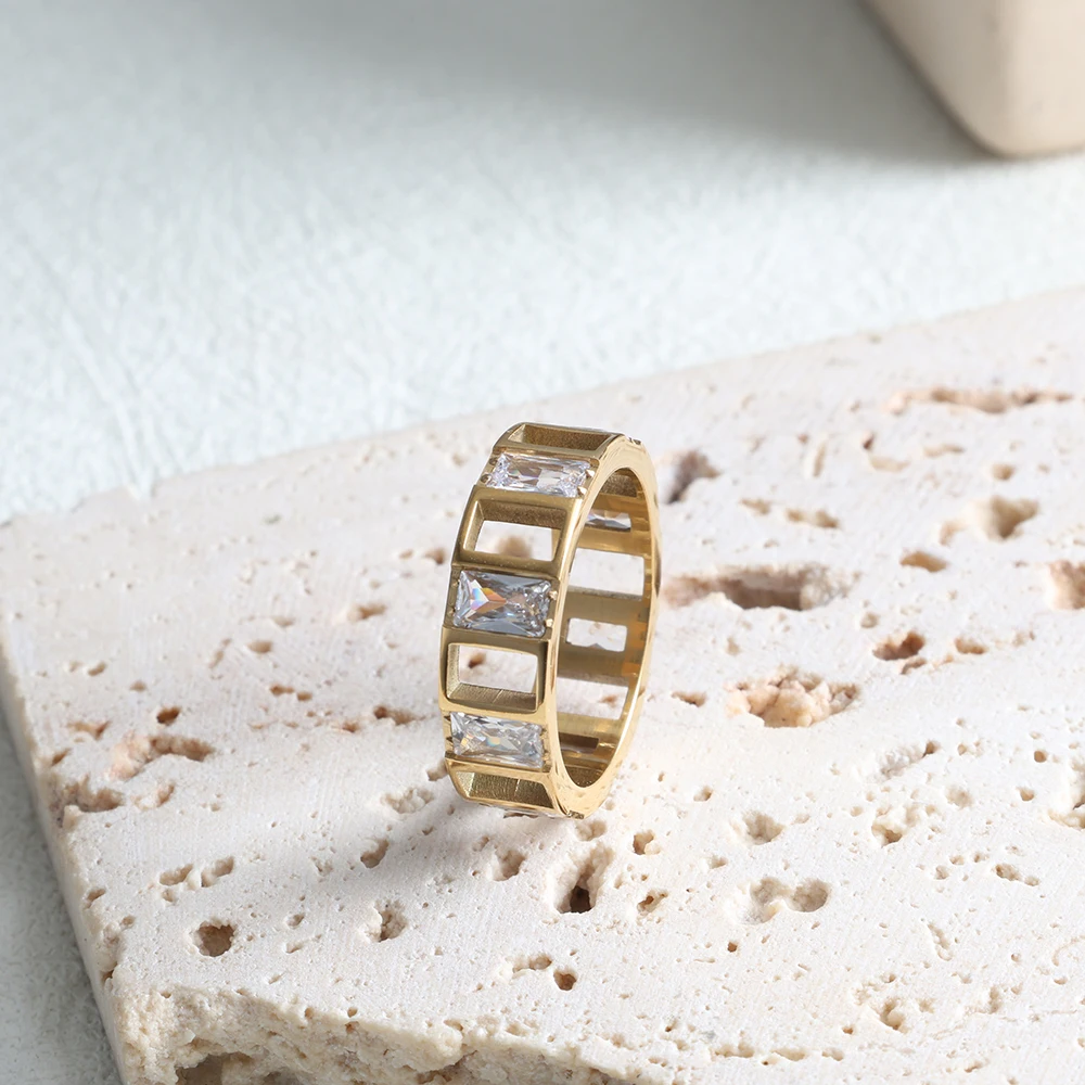 ZMfashion полые инкрустированные обручальные кольца из натурального камня роскошное