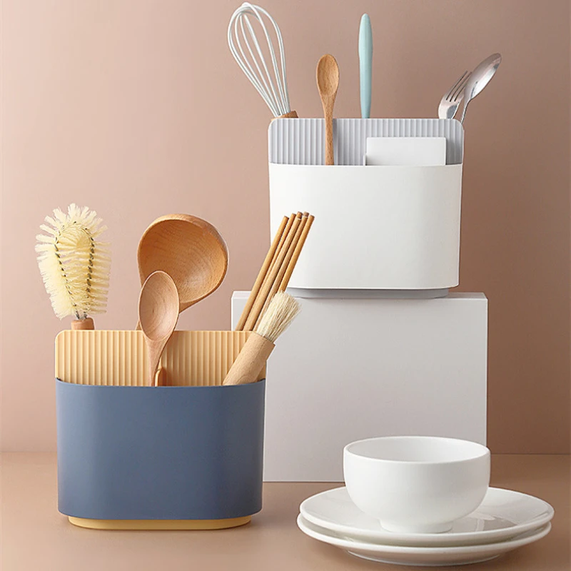 

Ndependent Design Contrast Color Chopsticks Tube Removable Bottom Cover Kitchen Drain Rack to Store Two-color Chopsticks Cage