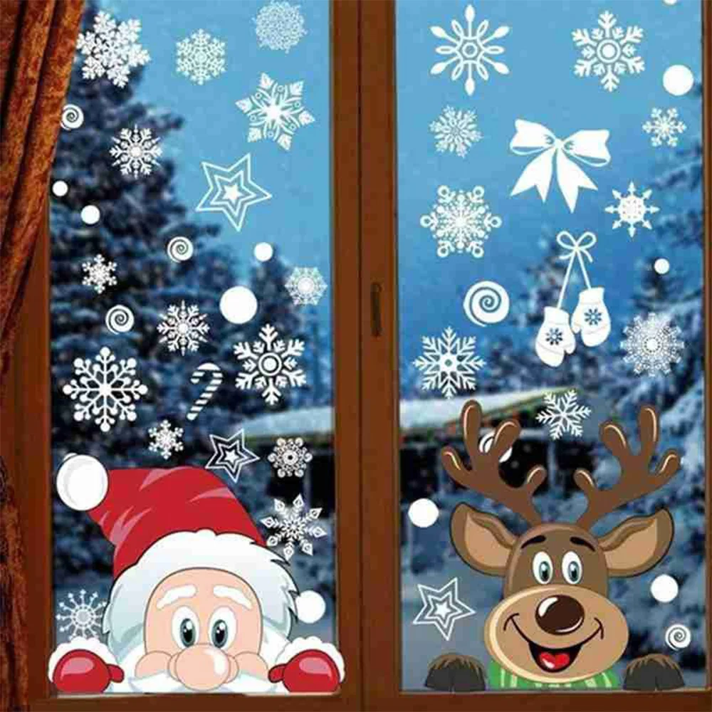 

2023 Christmas Santa Claus Stickers Window Wall Door Floor Glass Decal Stickers DIY Xmas Party Decor for Home Adornos Navideños