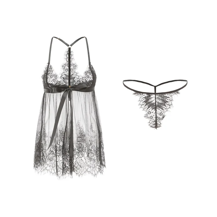 

Flirting Lace Fun Pajamas Perspective Sexy Plus Size Temptation Suspenders Nightdress Passion