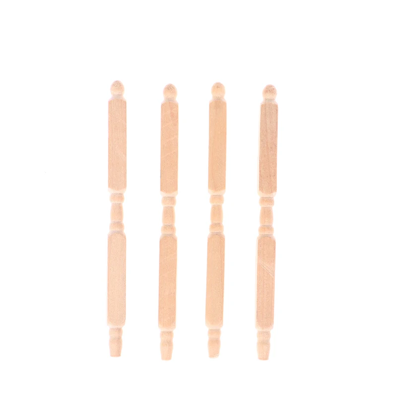 

4Pcs Dollhouse DIY Wooden Column Furniture Accessories Kids Toys Stairs Armrest Pillar Dollhouse Miniature