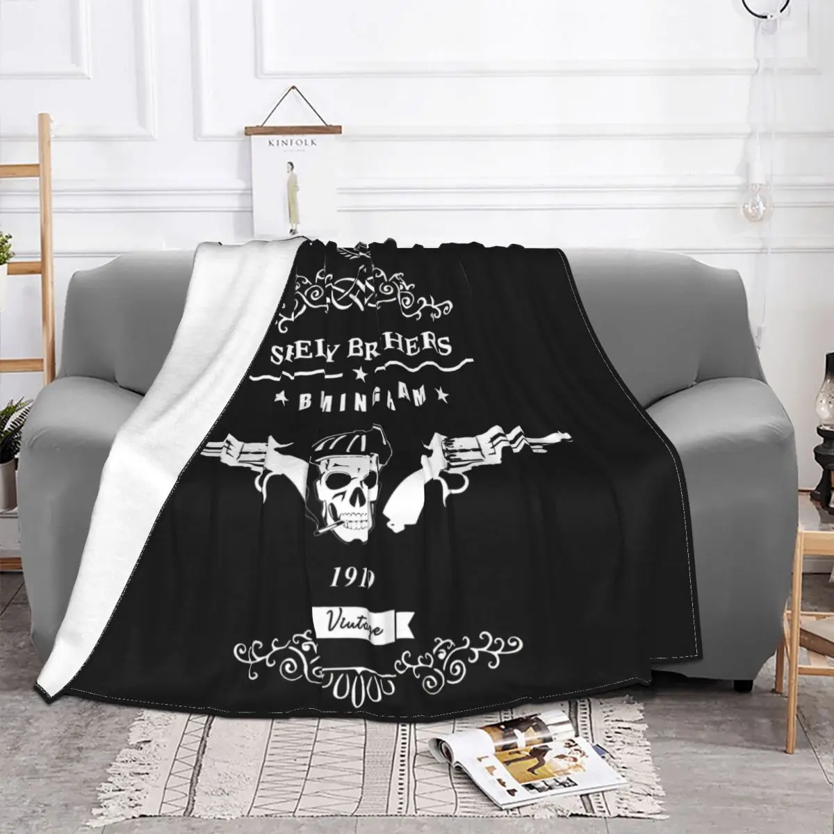 Одеяло Shelby P-Peaky с черепом и пистолетом фланелевое потрясающее теплое одеяло для