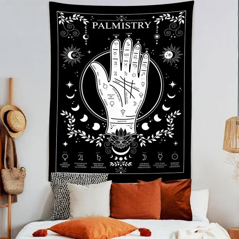 Домашний винтажный гобелен с фазой Луны волк луна настенный мандалой