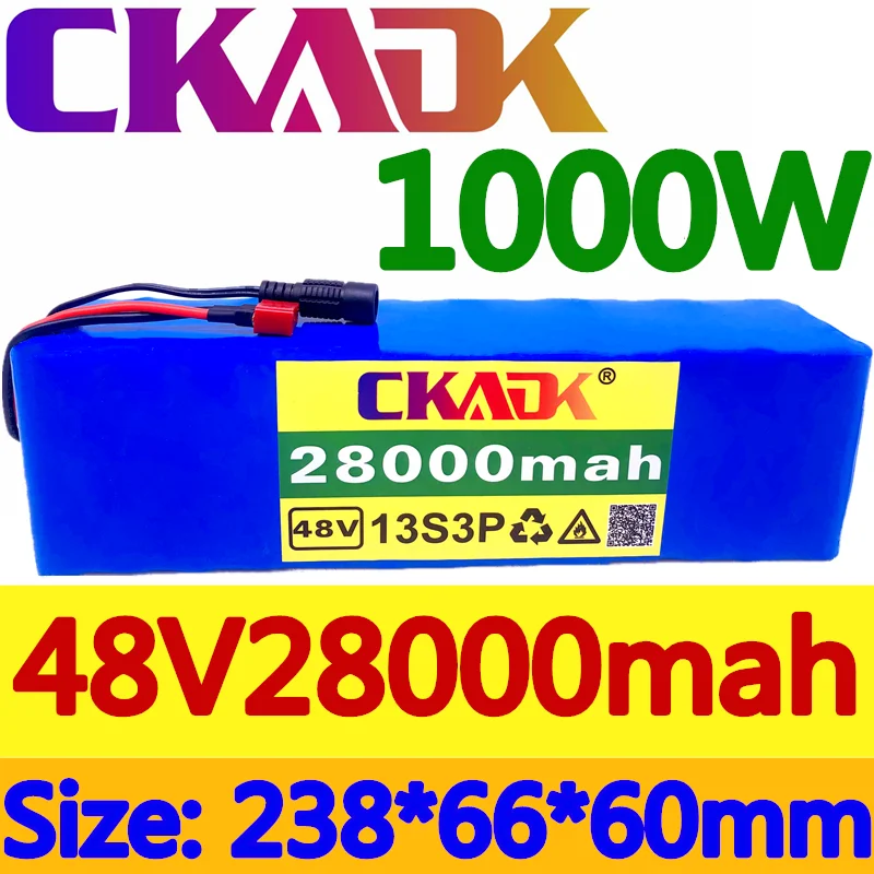 2022 Новый CKADK 48V28Ah 1000w 13S3P 48V комплект литий-ионный батарей 28000mah для электрического велосипеда 54,6 V скутер с BMS