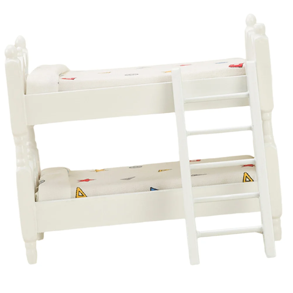 

House Decor Mini Furniture Models Decoration Bunk Bed Wood Miniature Ornament Child