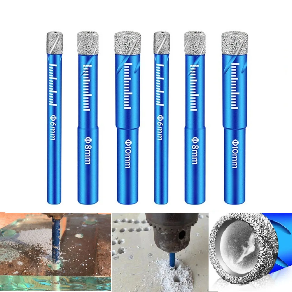 

2pcs Diamond Drill Bit Round Shank Design For Drilling Granite Marble Masonry Concrete Tile Ceramic Glass Hard Plastic Tools