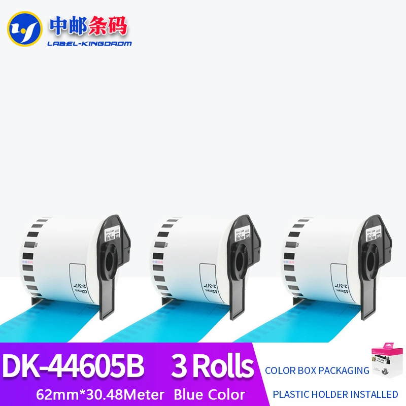 

3 Rolls Generic Brother DK-44605 Label 62mm*30.48M Blue Color Compatible for Brother QL-570/700 All Includ With Plastic Holder