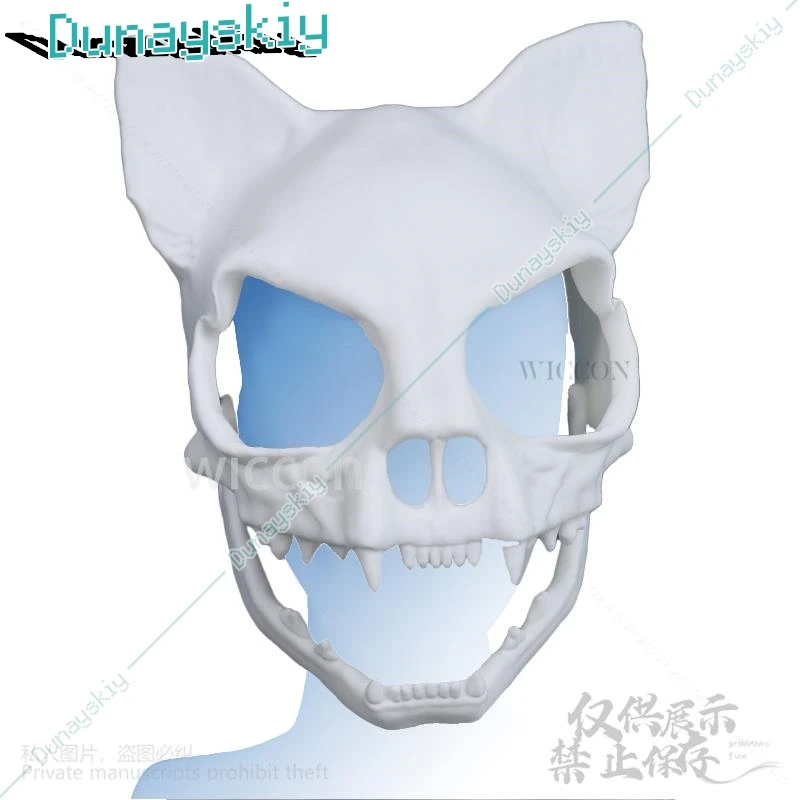 Пушистый костюм животного череп кошки кигуруми реквизит 3D принт голова меховой