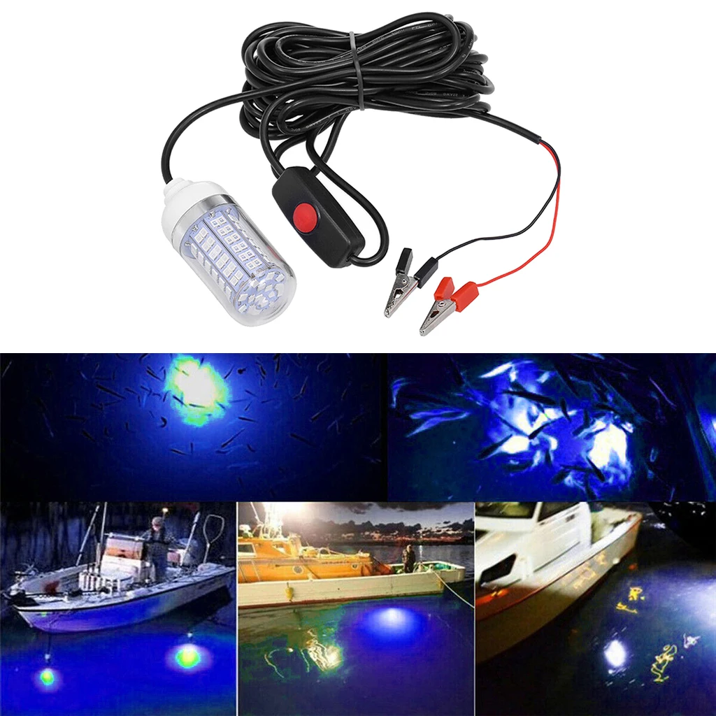 

12V Fishing Light 108 2835SMD LED Underwater Fishing Light IP68 Lures Finder Lamp Attracts Prawns Squid Krill Green Light