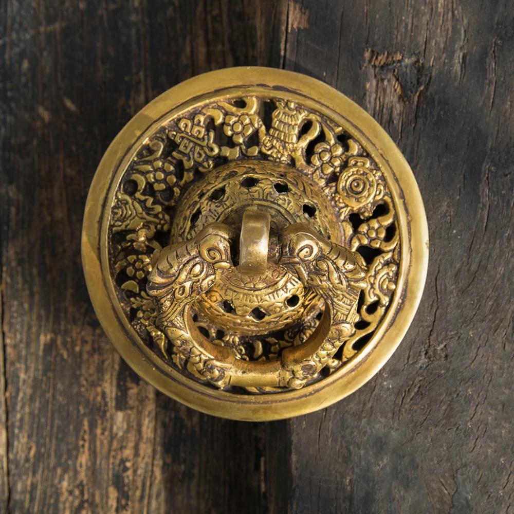 

Индийская ручная работа коллекция «восемь сокровищ» дверная ручка из чистой меди персонализированное круглое дверное кольцо в стиле ретро