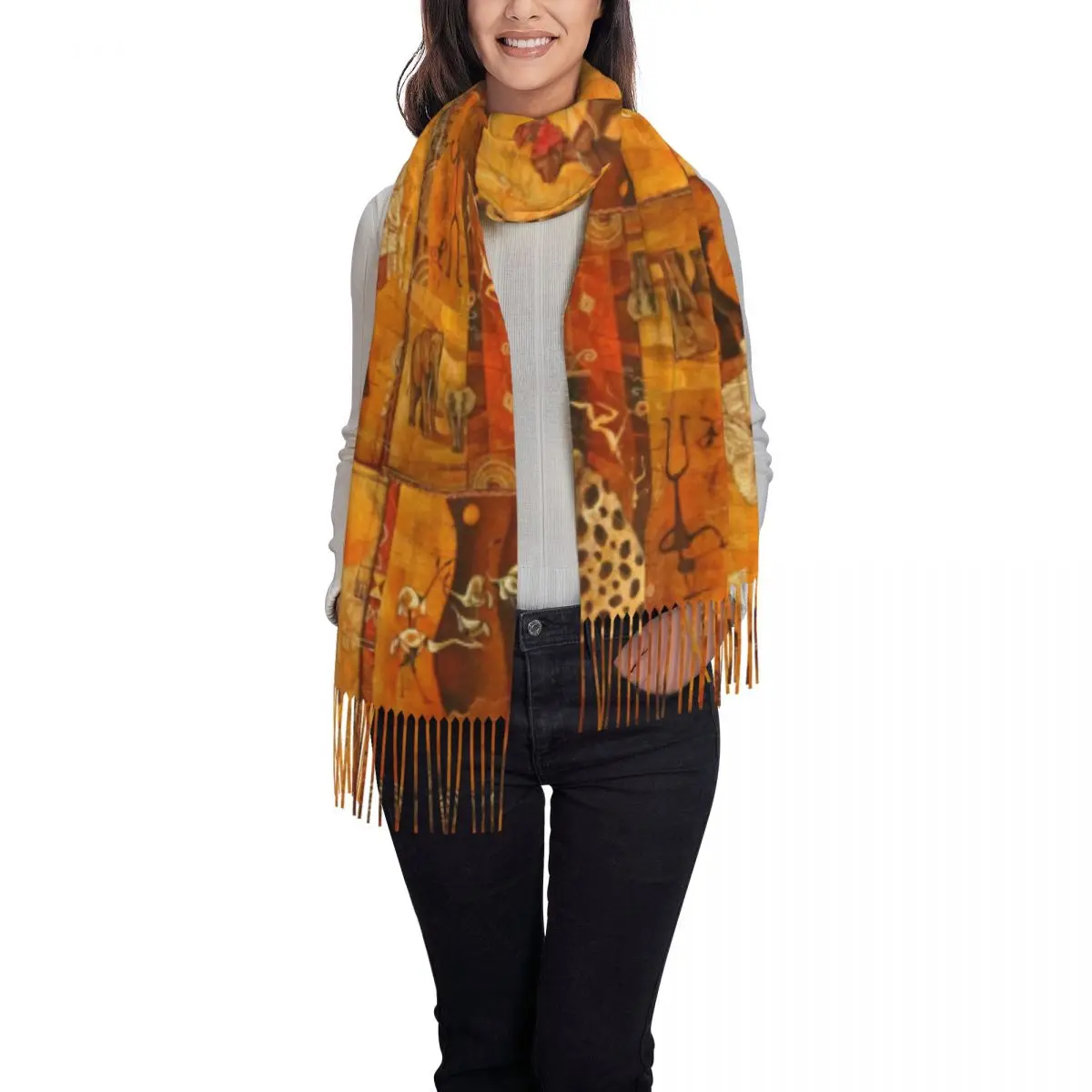 Индивидуальные стильные зимние теплые шали в Африканском этническом стиле с