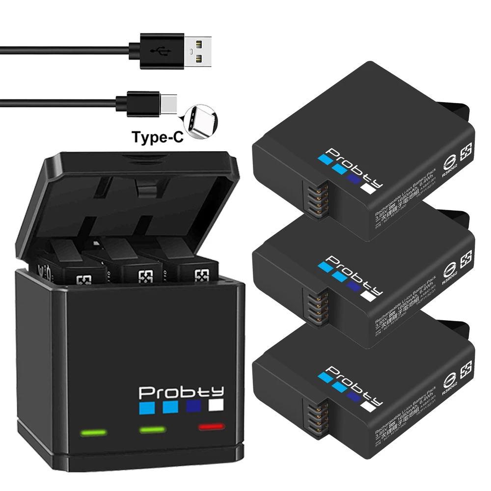 

Original probty for GoPro Hero 7 hero 6 hero 5 Black Battery or Triple Charger for Go Pro Hero7 6 hero5 Black camera battery