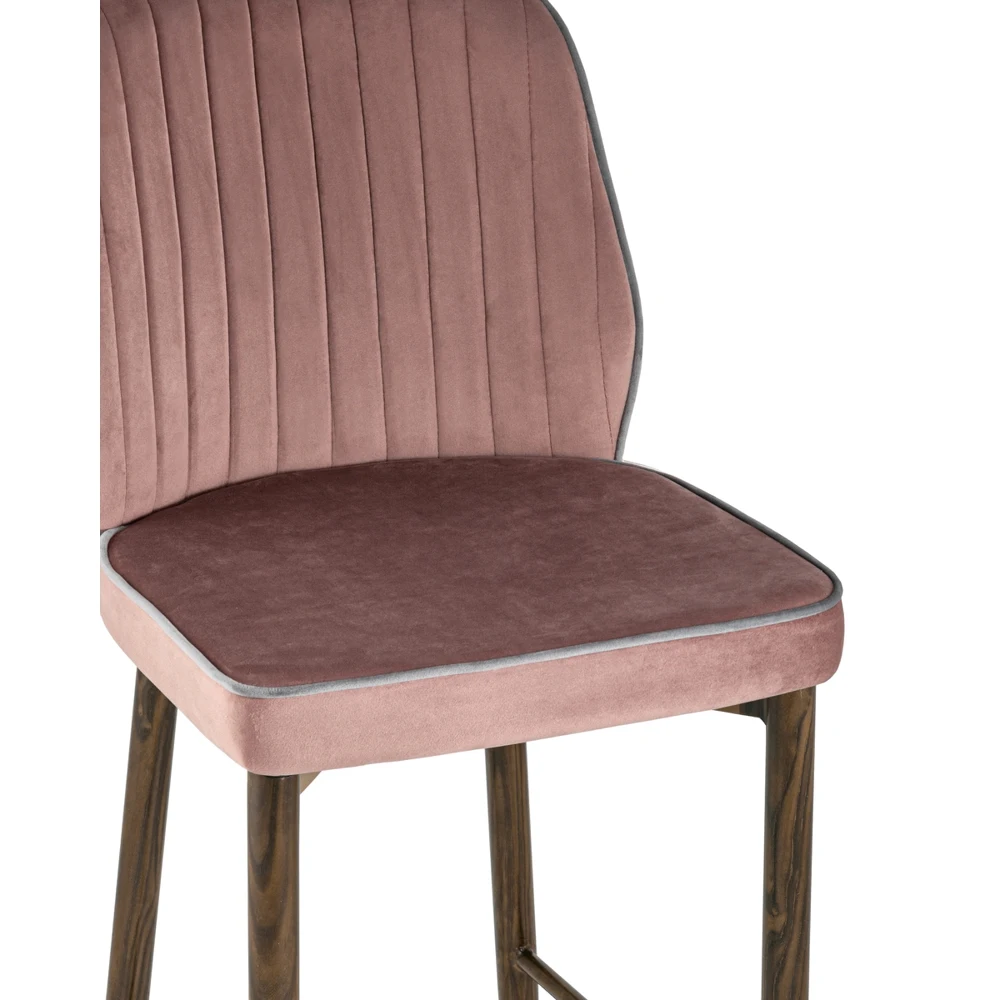 Стул полубарный Stool Group Лоренс велюр пыльно-розовый ножки дерево |