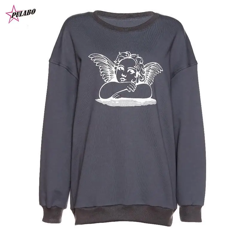 

PULABO Fashion Cartoon Print Long Sleeve Pullover Sweatshirt Womens 2022 Autumn Ladies Casual Loose Hoodie Top