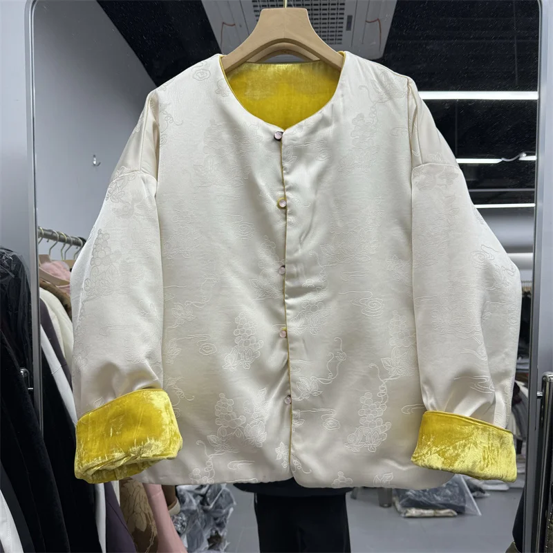 Двустороннее бархатное пальто на хлопковой подкладке. Зимняя одежда 2024. Новая