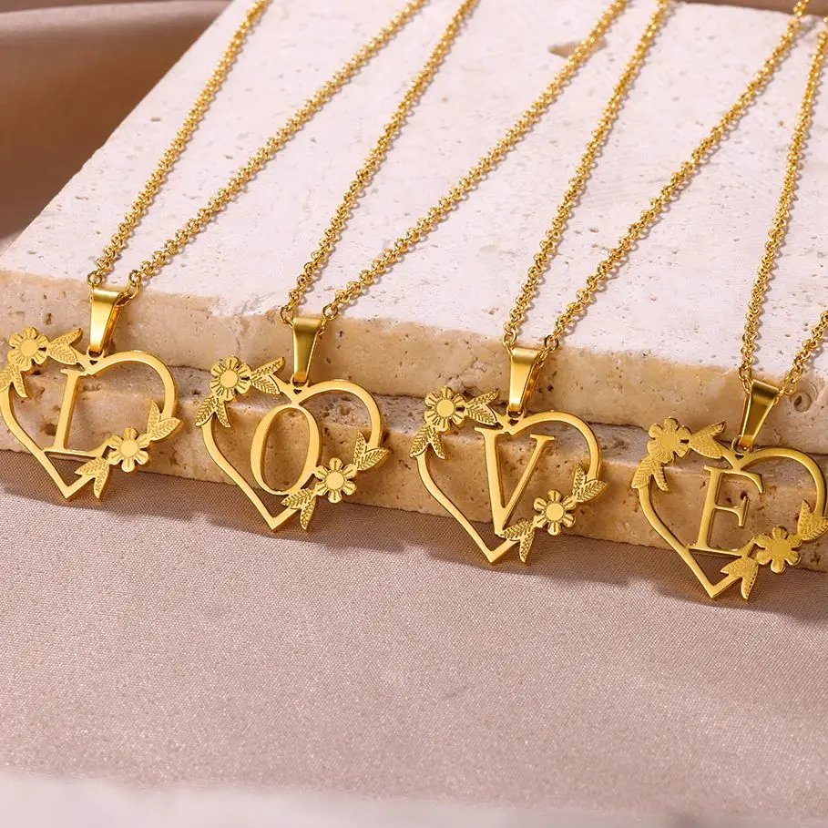 Женское Ожерелье из нержавеющей стали с подвеской в виде сердца и надписи