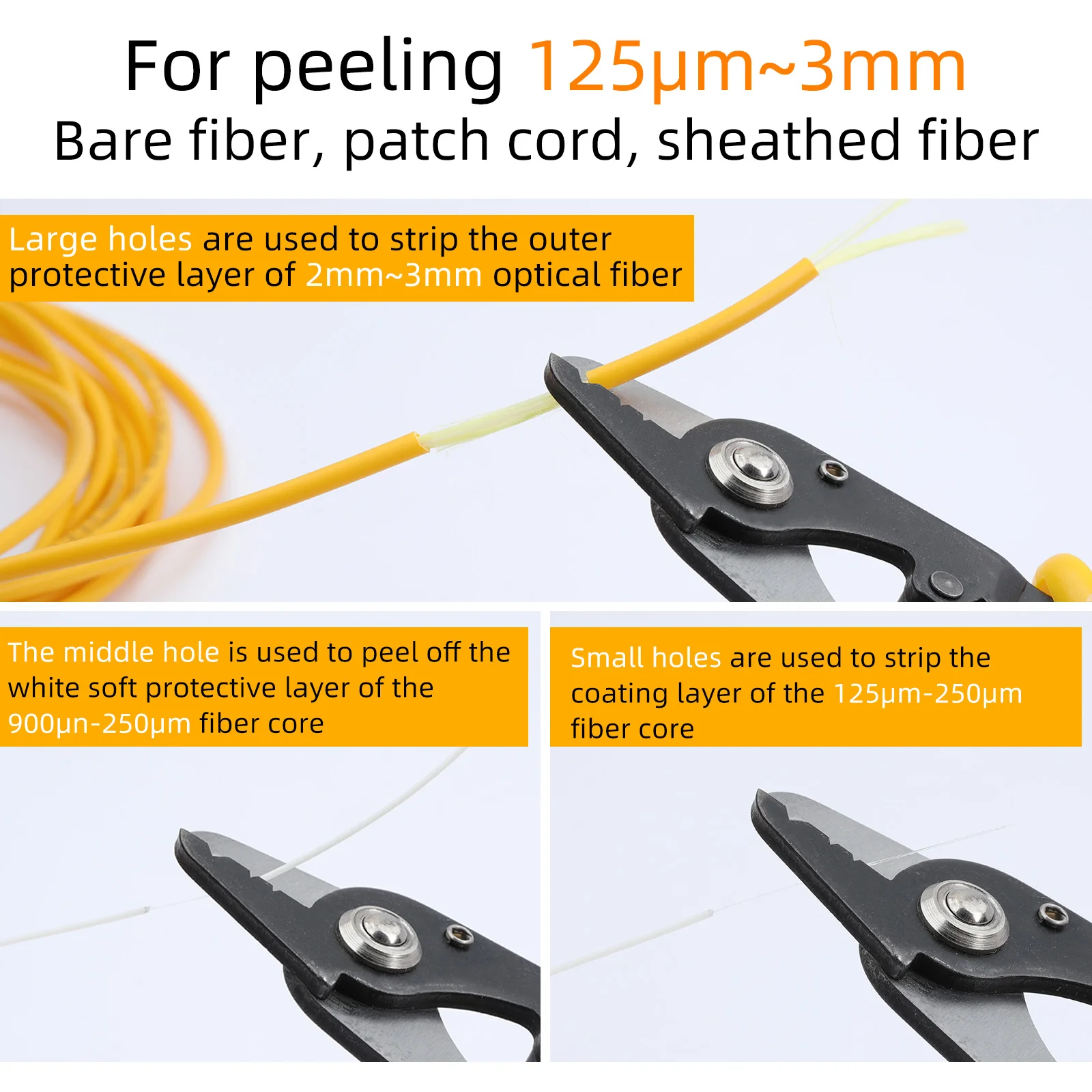 Three-port Fibre Stripping Pliers FTTH Fiber Stripping Tool Optical Wire Strippers