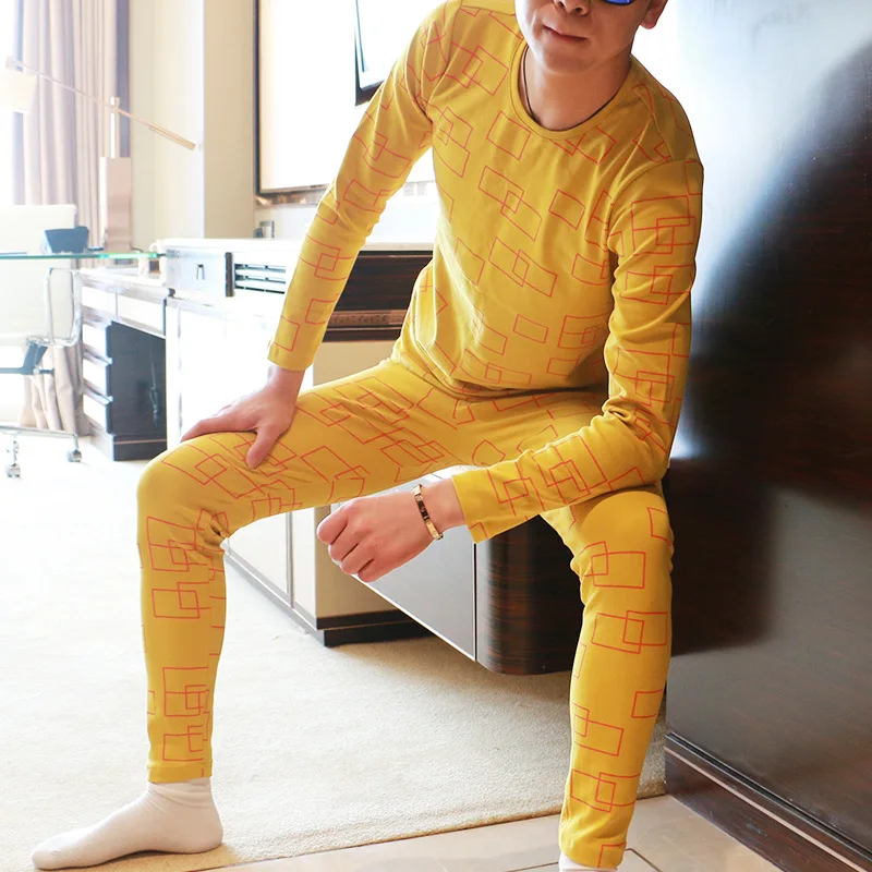 

Young Warm Thermal Underwear Slim Fitting Autumn Winter Middle-aged Men's Convex Pouch Round Neck Autumn Clothes Autumn Pant New