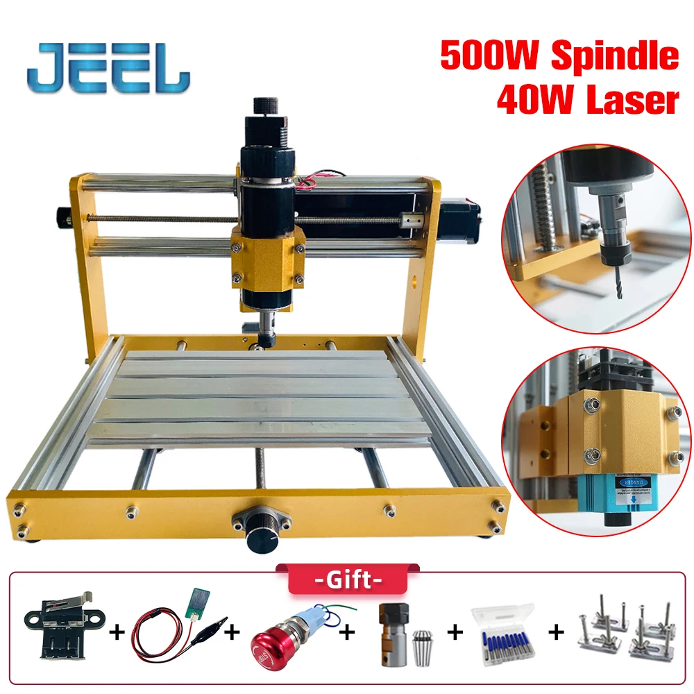 CNC 3018 Plus 500W/300W Spindle Kit 40W Laser Apply Nema17/23 Stepper 52mm Spindle CNC Wood Router,Pcb Milling Machine