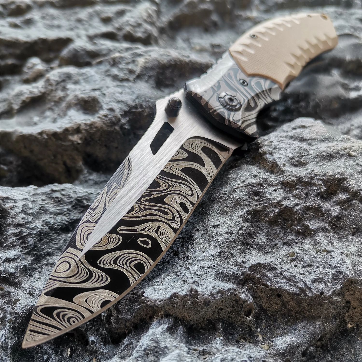 Складной нож с красочным рисунком карманный клинок 7CR13 рукоятка G10 тактические