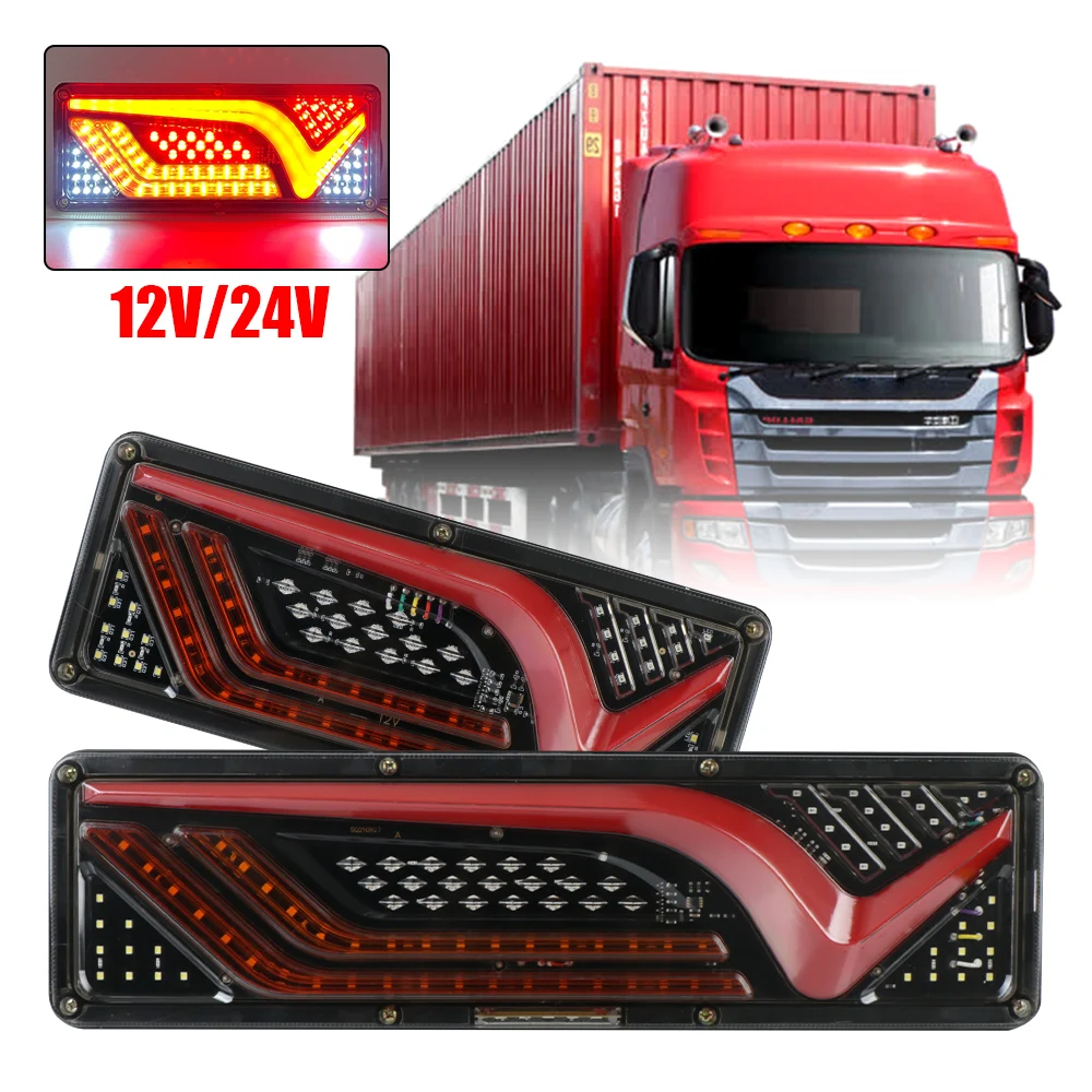 

Turn Signal Rear Brake Lights Dynamic LED Trailer Lorry Bus Camper Caravan Truck Tail Light Reverse Lamp 2PCS 12/24V