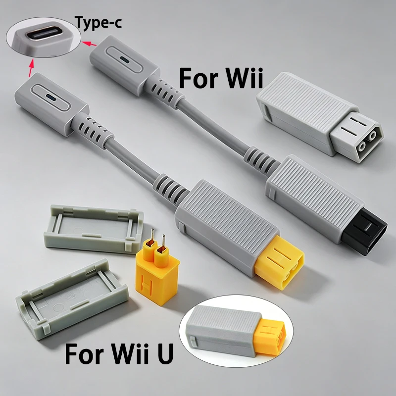 Фото Кабель-переходник Type-C (женский) на Wii/Wii U (мужской) для подключения питания, 2-контактный, 180 градусов №1