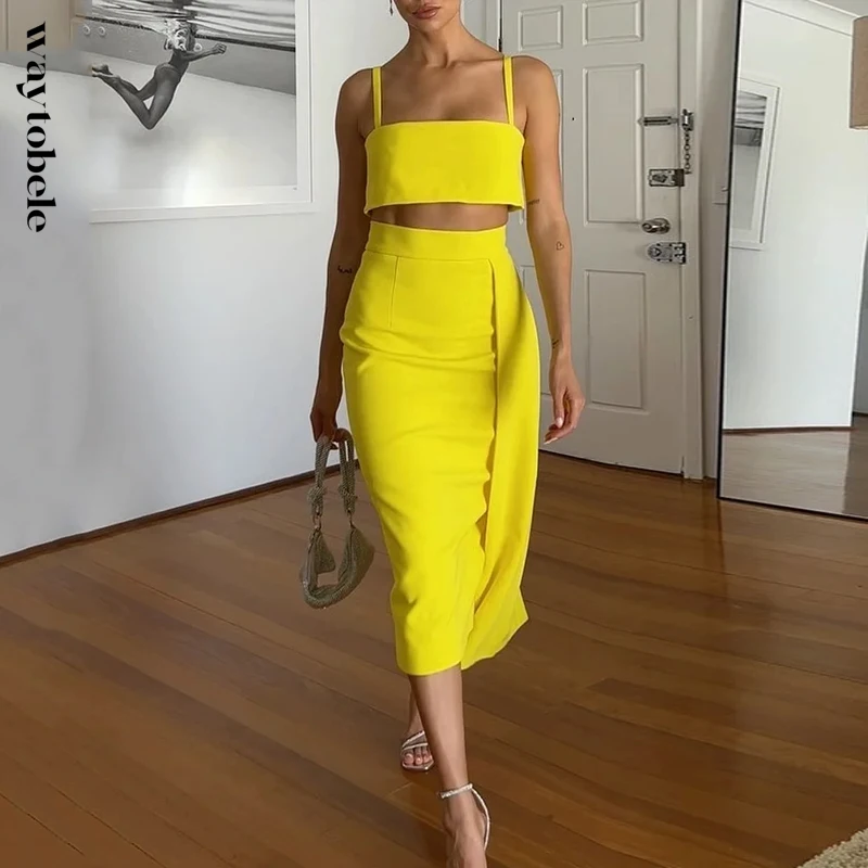 Waytobele Женский комплект из двух предметов Модный женский топ с высокой талией