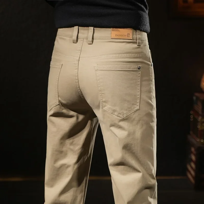 Autumn Luxury Casual Cotton Straight-Leg Men's Pants Business Fashionable Versatile Slims Smooths Your Silhouette Trouser