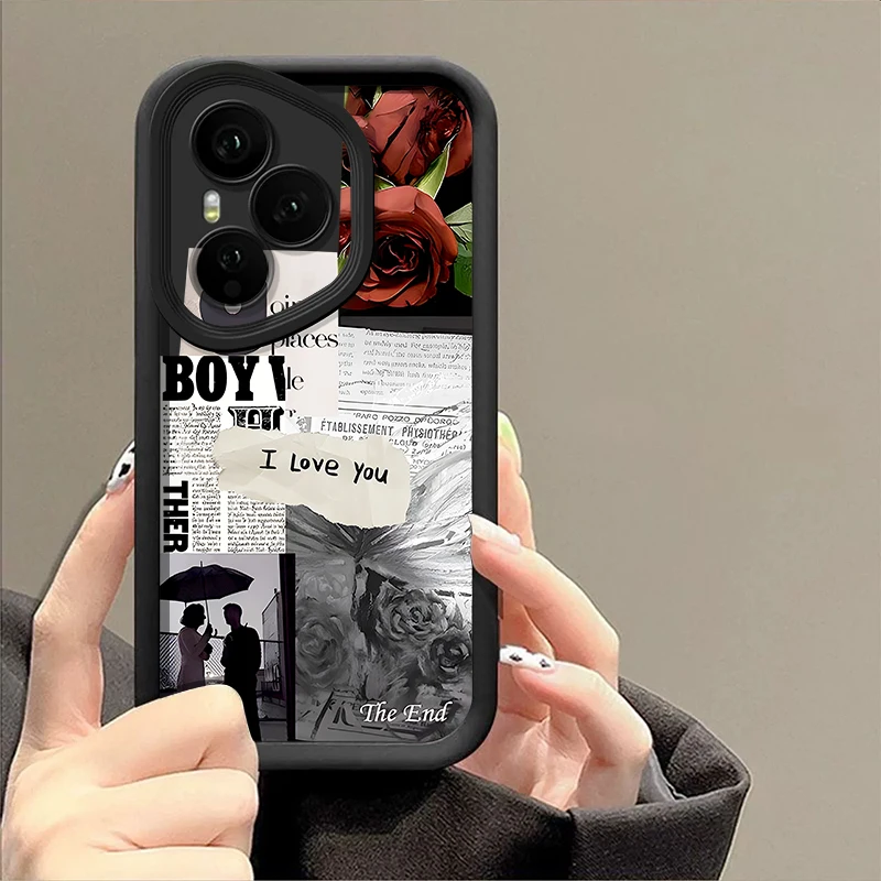 Фото Мягкий силиконовый чехол для Honor 400 200 Pro Magic7 Lite X8c X9c Smart X6a X6b X6c с узором «Коллаж» для повседневного использования, противоударный №4