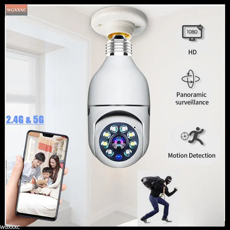 

Wi-Fi Gloeilamp, видеокамера 2,4/5G p2p, автоматическая камера наблюдения за ребенком, двусторонняя аудиосвязь, IP-камера видеонаблюдения, экшн-шпион