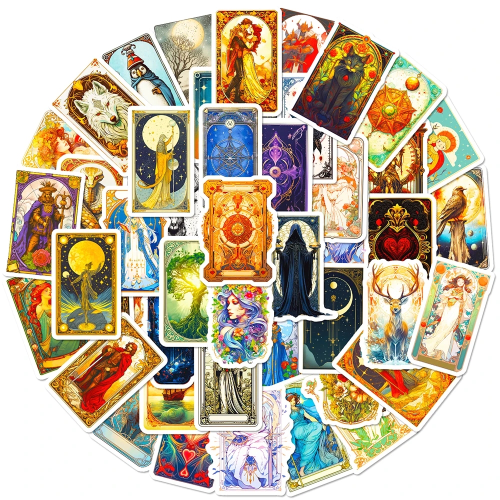 

10/50Pcs Vintage Tarot Cards Girl Stickers Pack for Kids Laptop Scrapbooking Wall Car Computer Decoration Graffiti Sticker Decal