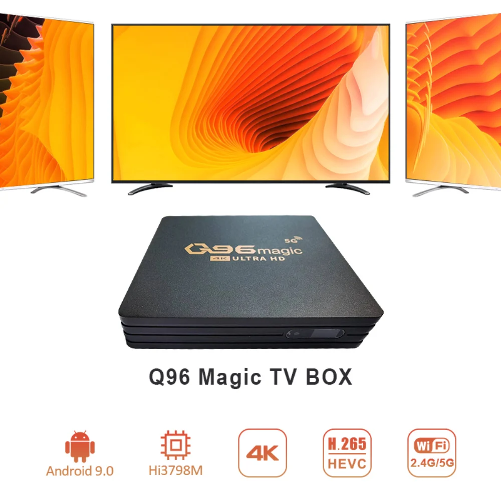 

ТВ-приставка Q96magic, Android 9,0, 4G, 64 ГБ, 2022 дюйма, 4K, Wi-Fi
