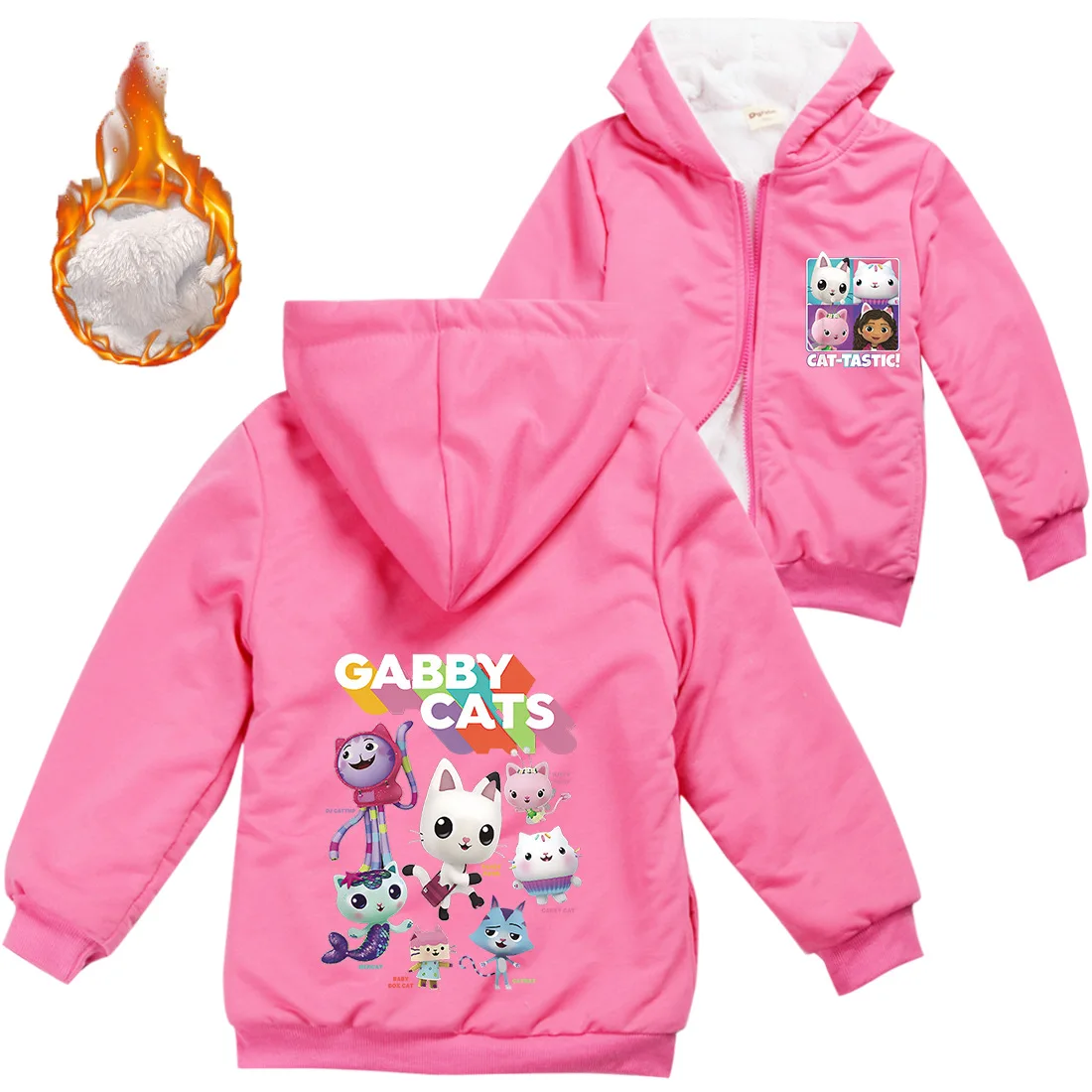 

2022 Winter Gabbys Dollhouse Clothes Baby Boy Hoodie Children's Clothing Girls Hooded Fleece Warm Jacket Kids Zipper Windbreaker