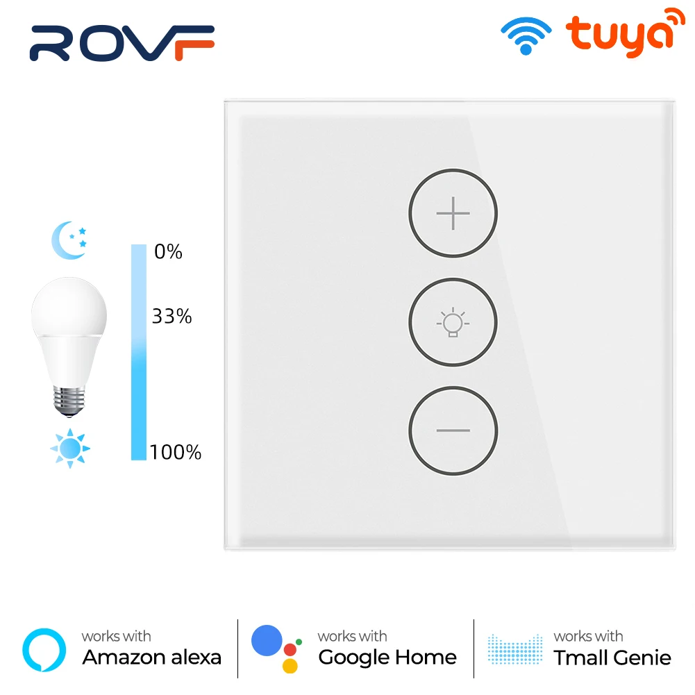 

ROVF Tuya Smart Life WiFi Touch Dimmer Switch Light APP EU Wireless Timer Remote Control With Alexa Google Home 220V 110V