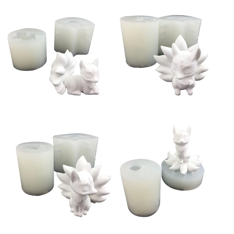 

Nine Tailed Foxes Shaped Epoxy Resin Mold Non-stick Scented Candle Silicone Mold DIY Plaster Crafts Table Ornament Tool