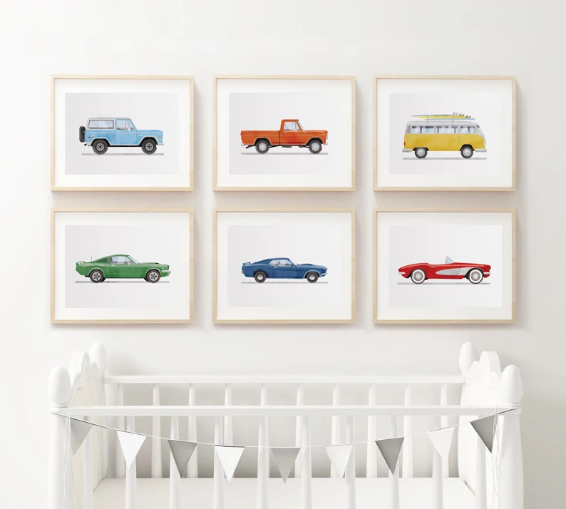 Акварель искусственная кожа автомобиль автобус внедорожник грузовик постер