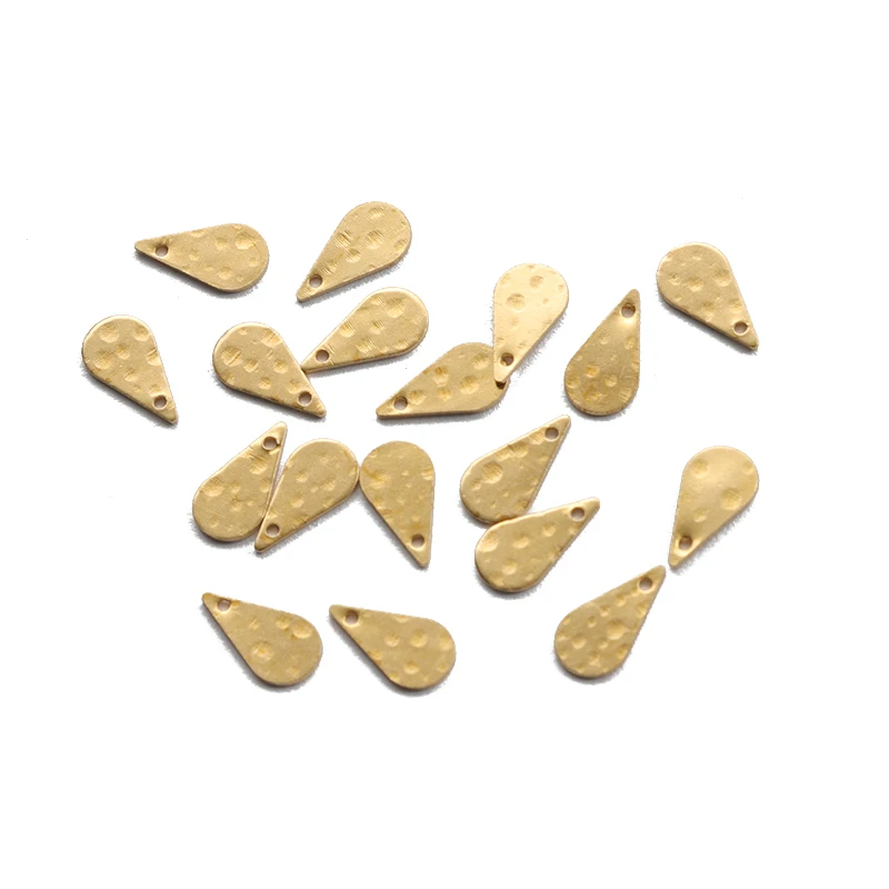 

50pcs/lot Brass Charms Wire Drawing Water Drop Embossed Pendants For Diy Jewelry Making Earrings Keychain Craft Accessories