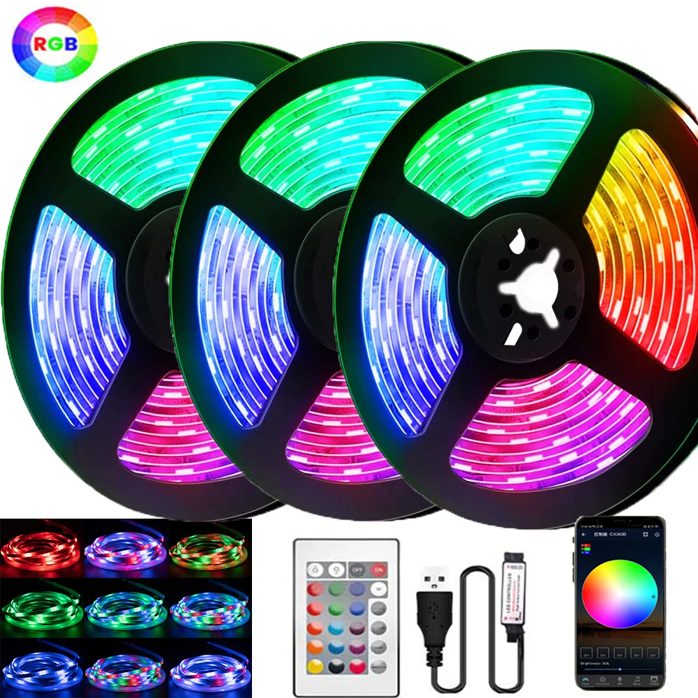 USB-лента Светодиодная гибкая с Bluetooth-управлением, 5 В, RGB 2835
