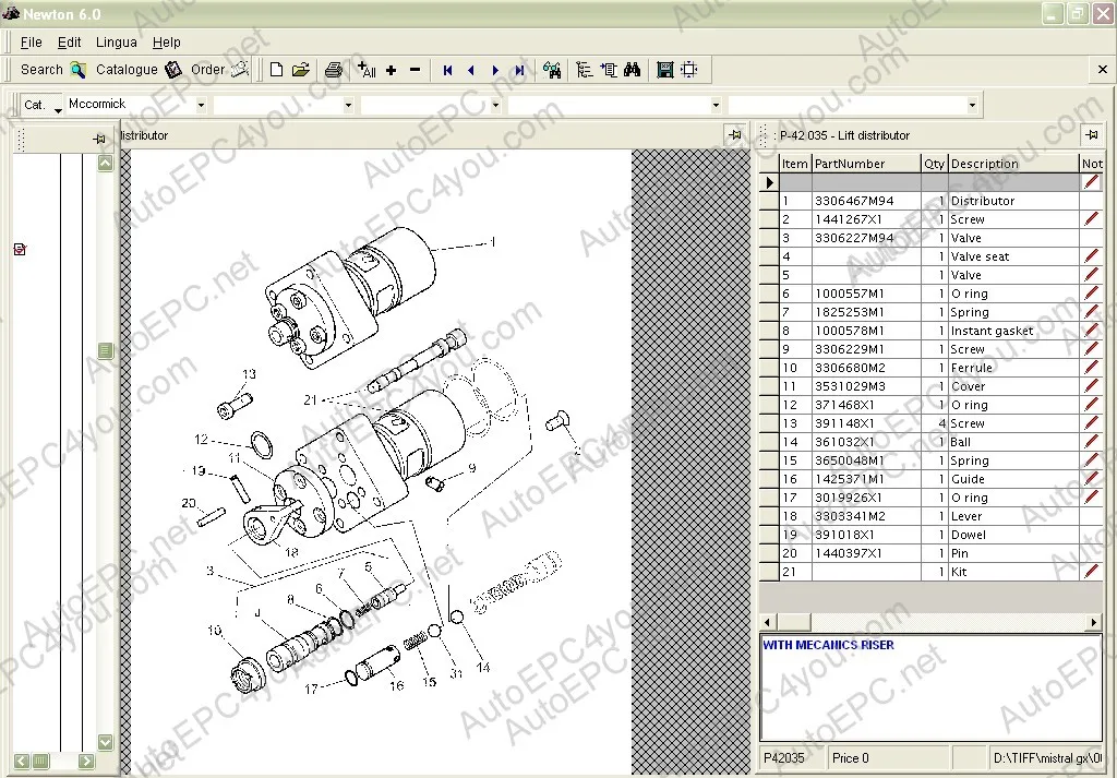 AutoDVD McCormick Newton 6.2 каталог запчастей, руководство по запчастям, книга деталей (art.: 3920cecda0167) - 3920cecda0167