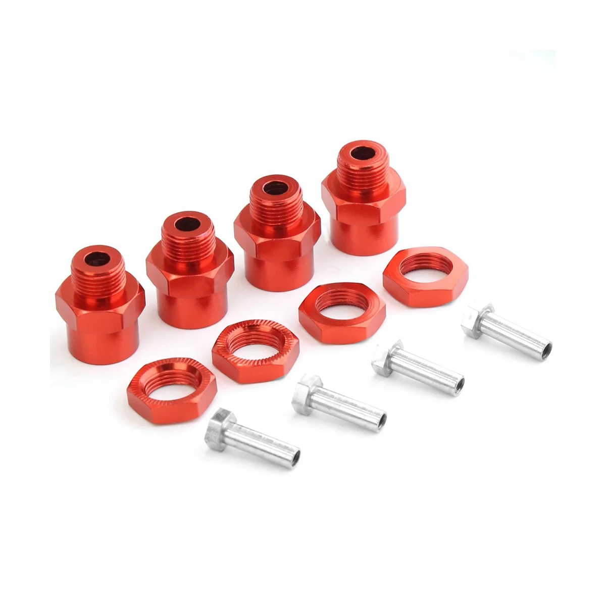 

4 шт. металлический шестигранный адаптер 12 мм на 17 мм колесные шестигранные втулки адаптер удлинительные гайки преобразующие для 1/10 машинок на радиоуправлении, красный