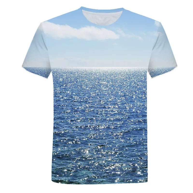 

Seaside Landscape Pattern 3d Printing Men's Women's Children's T-shirts Casual Beach Wind Breathable Lightweight Sports Tops