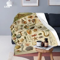 vintage vegetable fruit mushroom fluffy soft blankets sofa botanical floral identification illustration bedspread on the bed